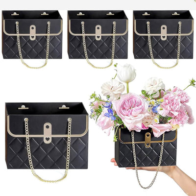 Gentuță model romburi cu lănțișor auriu - negru (set 10 buc) - CraftUp
