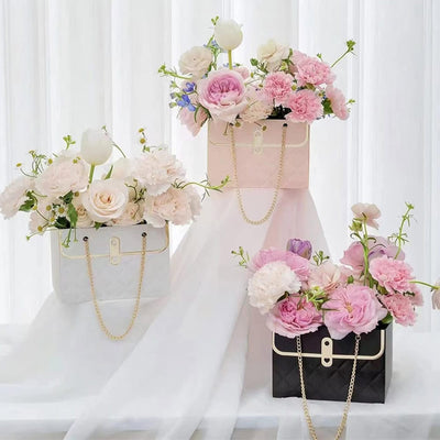 Gentuță model romburi cu lănțișor auriu - negru (set 10 buc) - CraftUp