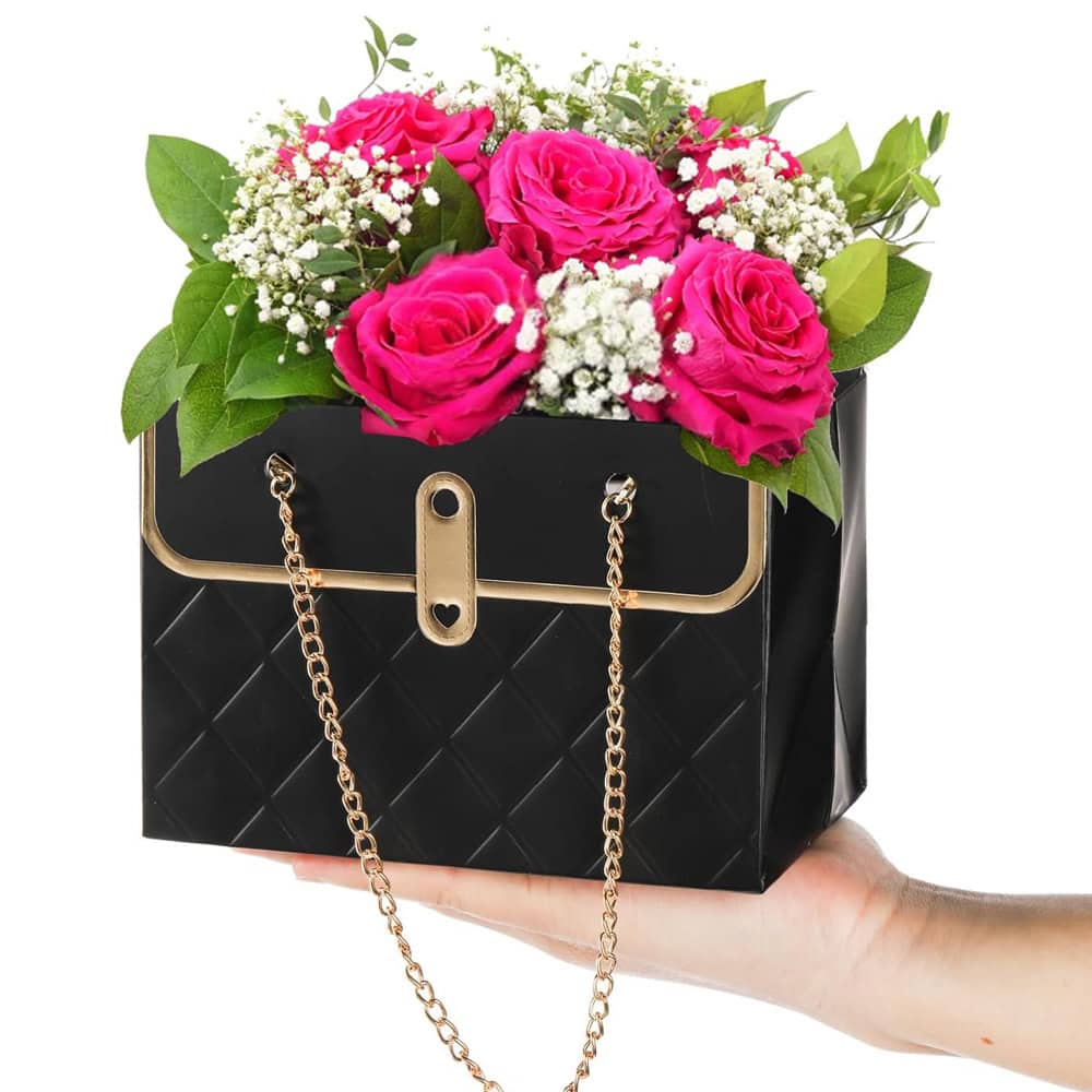 Gentuță model romburi cu lănțișor auriu - negru (set 10 buc) - CraftUp
