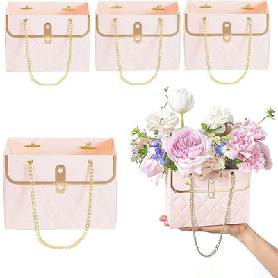 Gentuță model romburi cu lănțișor auriu - roz (set 10 buc) - CraftUp