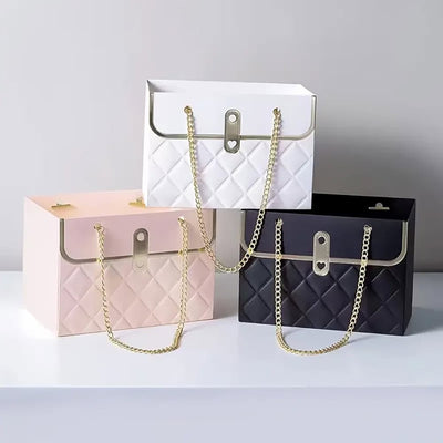Gentuță model romburi cu lănțișor auriu - roz (set 10 buc) - CraftUp