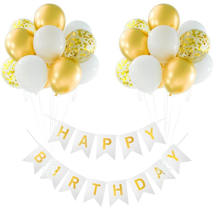 Ghirlandă hârtie cu litere pentru petrecere cu mesaj Happy Birthday - alb - CraftUp
