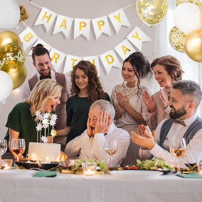 Ghirlandă hârtie cu litere pentru petrecere cu mesaj Happy Birthday - alb - CraftUp