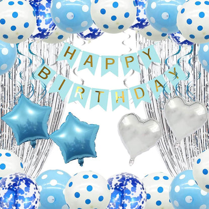 Ghirlandă hârtie cu litere pentru petrecere cu mesaj Happy Birthday - bleu - CraftUp
