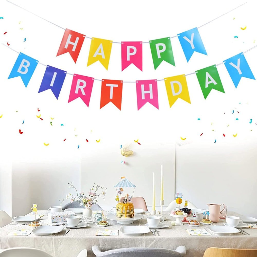Ghirlandă hârtie cu litere pentru petrecere cu mesaj Happy Birthday - multicolor - CraftUp