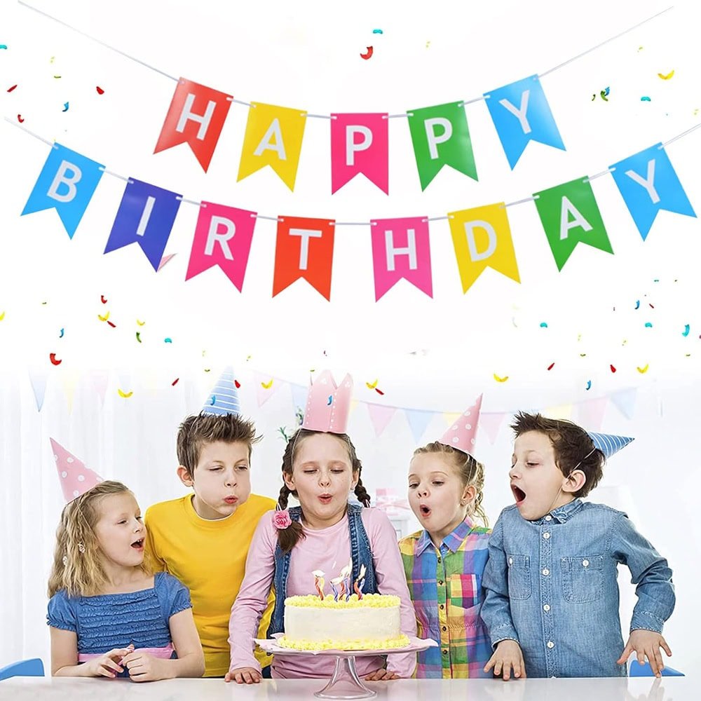 Ghirlandă hârtie cu litere pentru petrecere cu mesaj Happy Birthday - multicolor - CraftUp