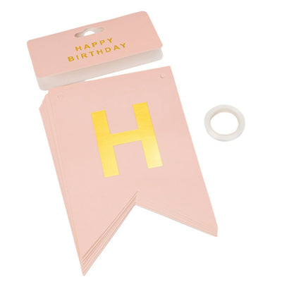 Ghirlandă hârtie cu litere pentru petrecere cu mesaj Happy Birthday - roz - CraftUp