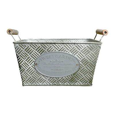 Ghiveci dreptunghiular din metal cu mânere model Sweet Garden - CraftUp
