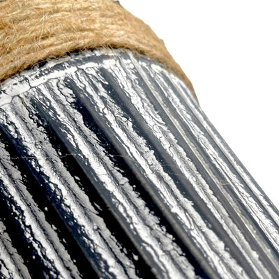 Ghiveci rotund din metal cu sfoară iută model vintage - alb - CraftUp