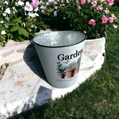 Ghiveci rotund din metal model Garden - gri - CraftUp