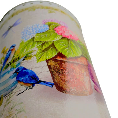 Ghiveci rotund din plastic model păsărele 13x16cm - CraftUp