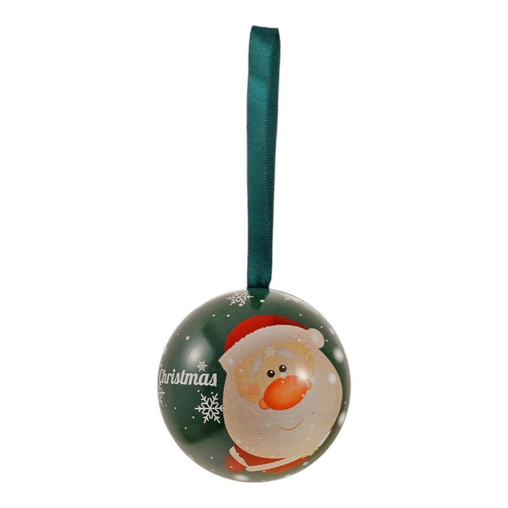Glob de brad metalic verde cu model Moș Crăciun 7 cm - CraftUp