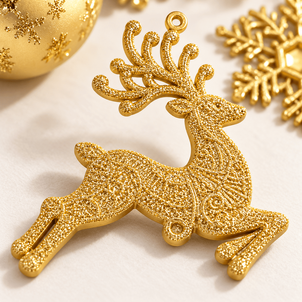 Globuri de Crăciun și ornamente de brad - auriu și alb (set 45 buc) - CraftUp