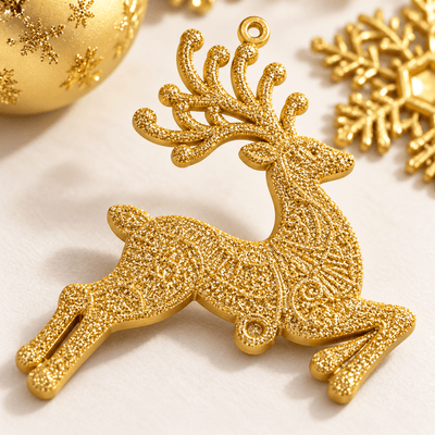 Globuri de Crăciun și ornamente de brad - auriu și alb (set 45 buc) - CraftUp
