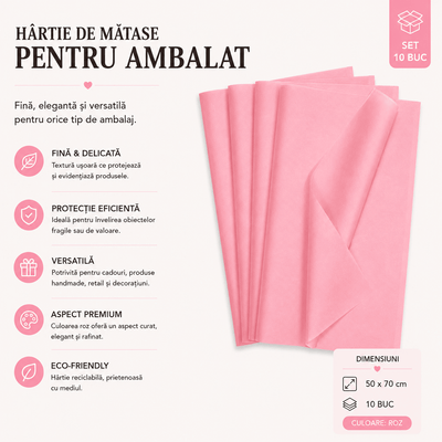 Hârtie de mătase pentru ambalat (set 10 buc) - CraftUp