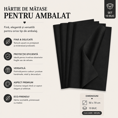 Hârtie de mătase pentru ambalat (set 10 buc) - CraftUp