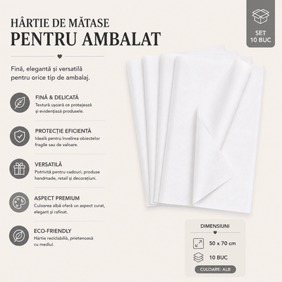Hârtie de mătase pentru ambalat (set 10 buc) - CraftUp