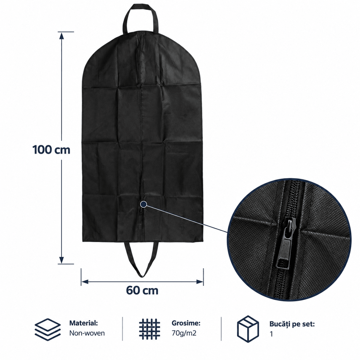 Husă haine non woven - negru - CraftUp