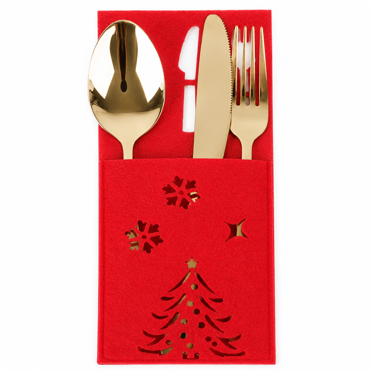 Huse decorative pentru tacâmuri de Crăciun - roșu (set 4 buc) - CraftUp