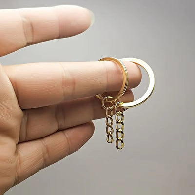 Inele breloc aurii 2.5cm cu lanț (set 200 buc) - CraftUp