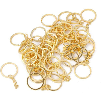 Inele breloc aurii 2.5cm cu lanț (set 200 buc) - CraftUp