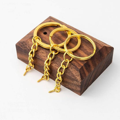 Inele breloc aurii 3cm cu lanț (set 200 buc) - CraftUp