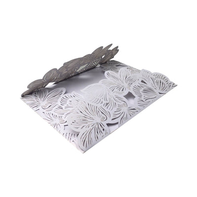 Invitație din hârtie pentru evenimente model floral 18x12,5cm - alb (set 10 buc) - CraftUp