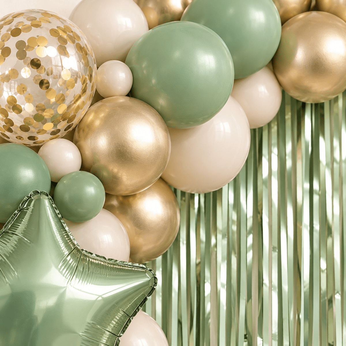 Kit arcadă baloane cu perdea și litere Happy Birthday - verde - CraftUp