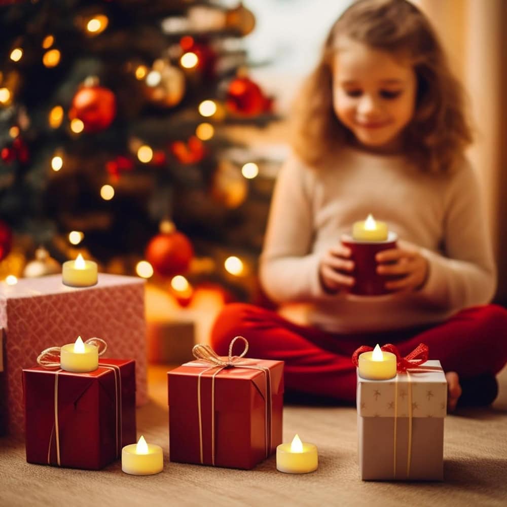 Lumânări LED rotunde cu efect flacără și lumină caldă (cutie 24 buc) - CraftUp