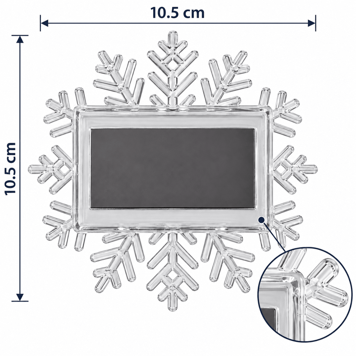 Magnet frigider cu ramă foto fulg de zăpadă - transparent - CraftUp