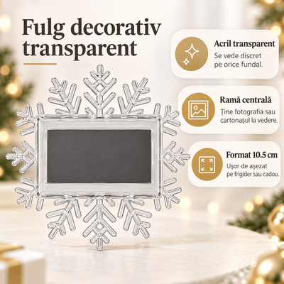 Magnet frigider cu ramă foto fulg de zăpadă - transparent - CraftUp