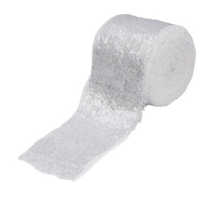Panglică textil strălucitoare cu margini nefinisate - alb - 4cm x 5m - CraftUp