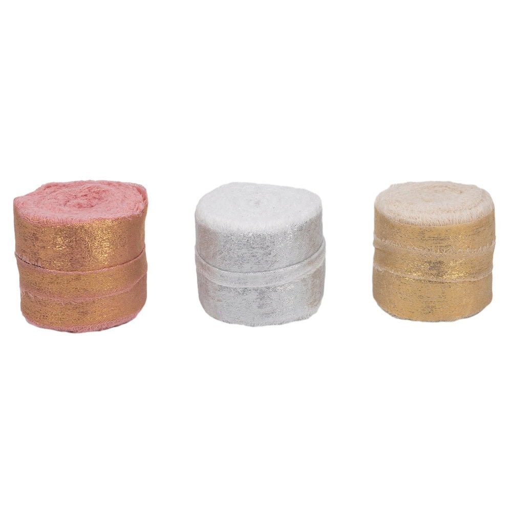 Panglică textil strălucitoare cu margini nefinisate - roz - 4cm x 5m - CraftUp