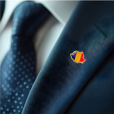 Pin metalic auriu tricolor ROMÂNIA - CraftUp