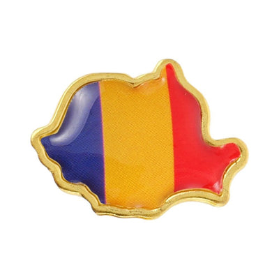 Pin metalic auriu tricolor ROMÂNIA - CraftUp