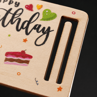 Plăcuță din lemn pentru bani Happy Birthday - CraftUp