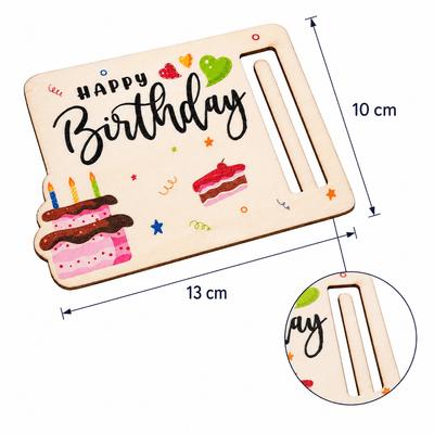 Plăcuță din lemn pentru bani Happy Birthday - CraftUp