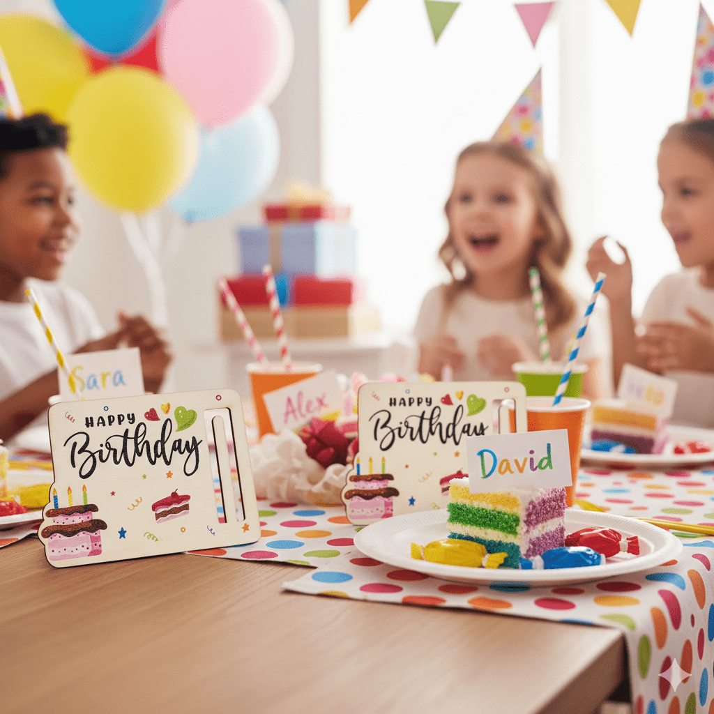 Plăcuță lemn Happy Birthday - model baloane - 10x13cm - CraftUp