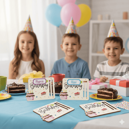 Plăcuță lemn Happy Birthday - model baloane - 10x13cm - CraftUp