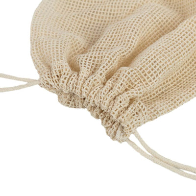 Plasă din bumbac cu închidere sfoară - bej 20x30cm (set 10 buc) - CraftUp