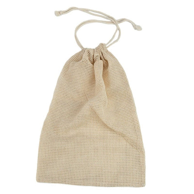 Plasă din bumbac cu închidere sfoară bej 20x30cm (set 10 buc)