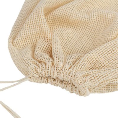 Plasă din bumbac cu închidere sfoară - bej 35x45cm (set 10 buc) - CraftUp