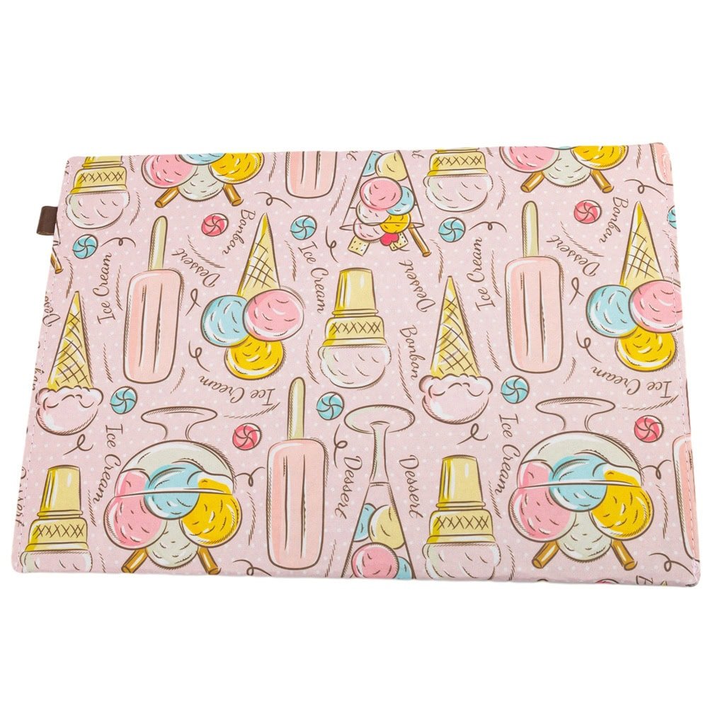 Plic textil cu capsă magnetică - model inghetata roz - 33x23.5cm - CraftUp