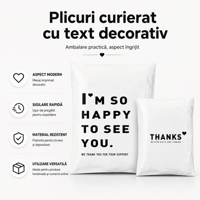 Plicuri curierat cu text decorativ (set 100 buc) - CraftUp