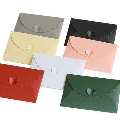 Plicuri hârtie cu închidere în formă de inimă - roșu (set 20 buc) 10x7cm - CraftUp