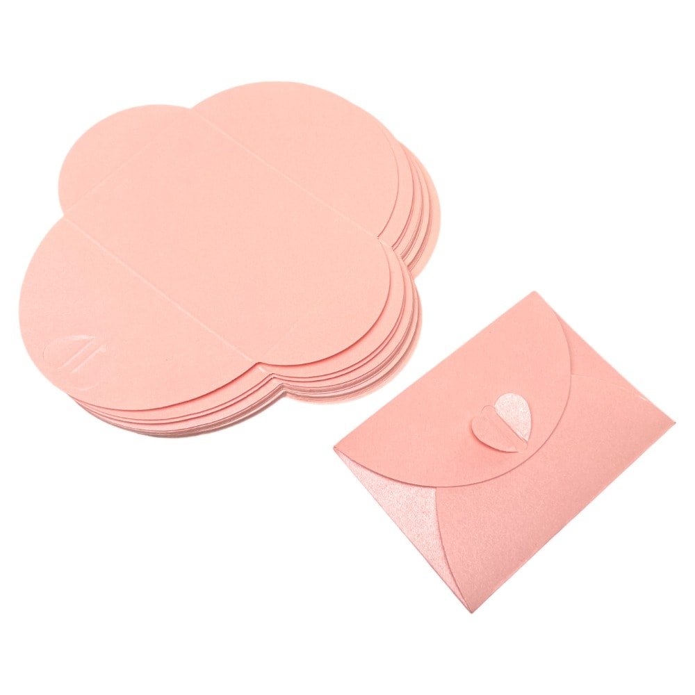 Plicuri hârtie cu închidere în formă de inimă - roz (set 20 buc) 10x7cm - CraftUp