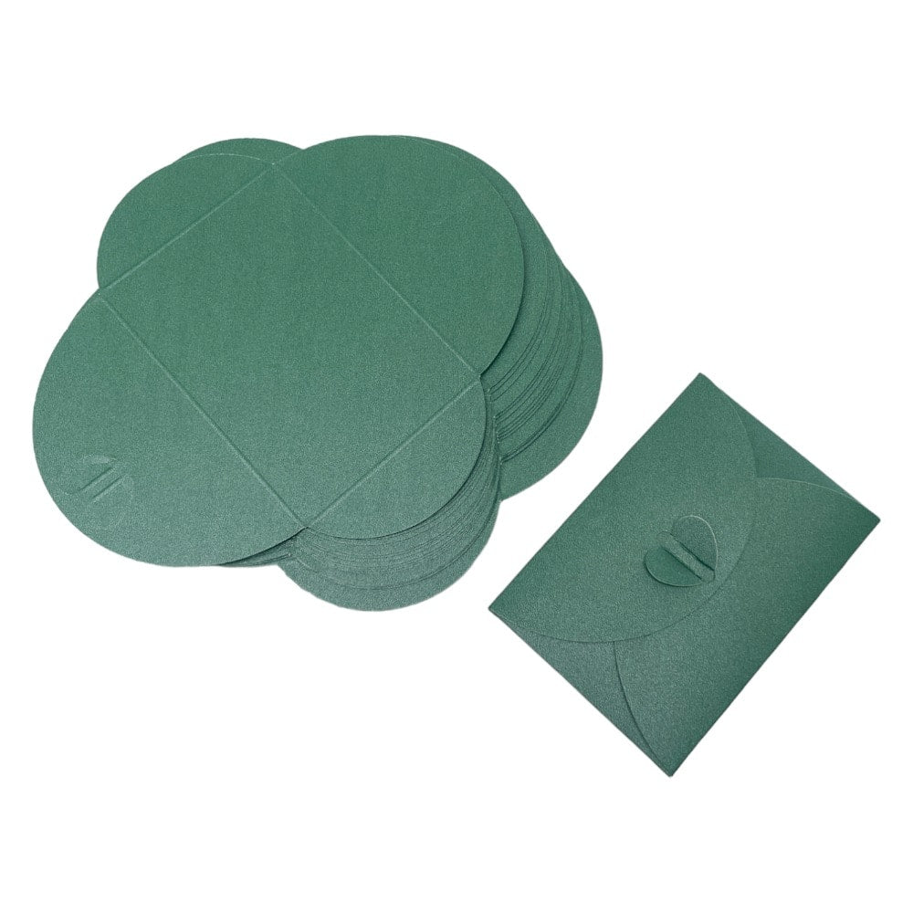 Plicuri hârtie cu închidere în formă de inimă - verde (set 20 buc) 10x7cm - CraftUp