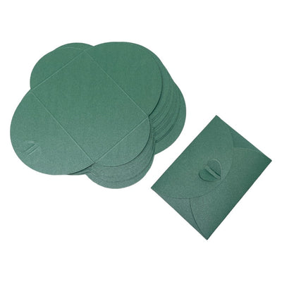 Plicuri hârtie cu închidere în formă de inimă - verde (set 20 buc) 10x7cm - CraftUp