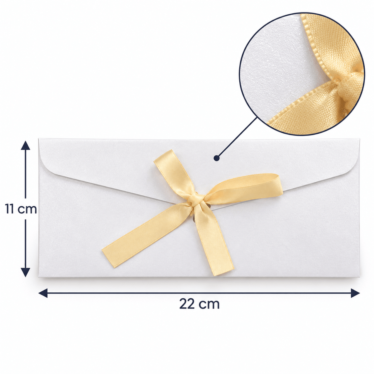 Plicuri sidefate cu fundiță din satin - alb (set 10 buc) - CraftUp