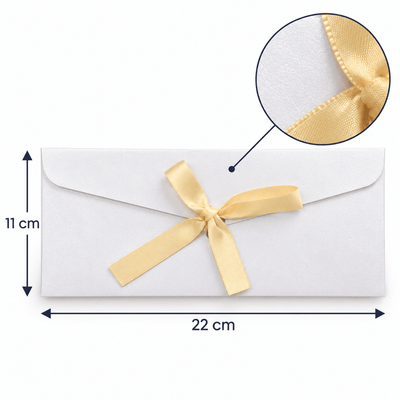 Plicuri sidefate cu fundiță din satin - alb (set 10 buc) - CraftUp